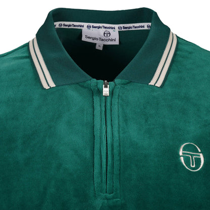 Sergio Tacchini Velour Zip Neck Polo Green