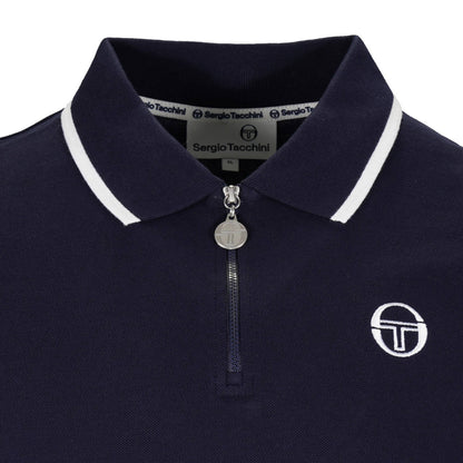 Sergio Tacchini New Iceberg Zip Neck Polo Shirt Navy