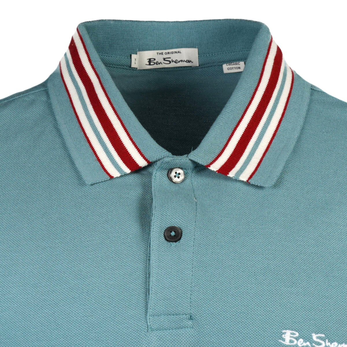 Ben Sherman Multi Stripe Collar Polo Shirt Petrol