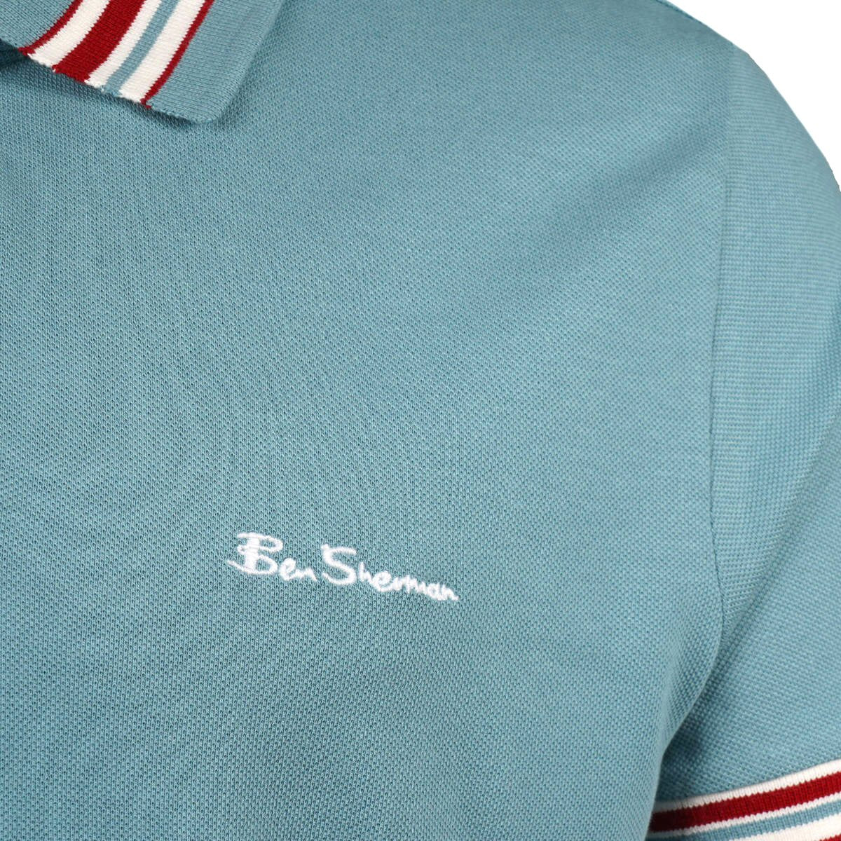 Ben Sherman Multi Stripe Collar Polo Shirt Petrol