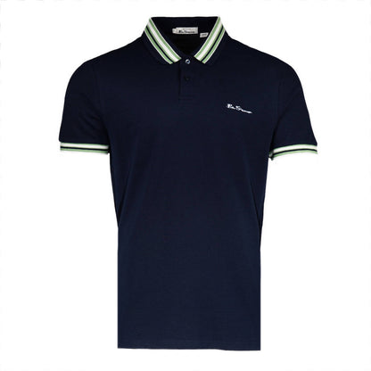 Ben Sherman Multi Stripe Collar Polo Shirt Navy