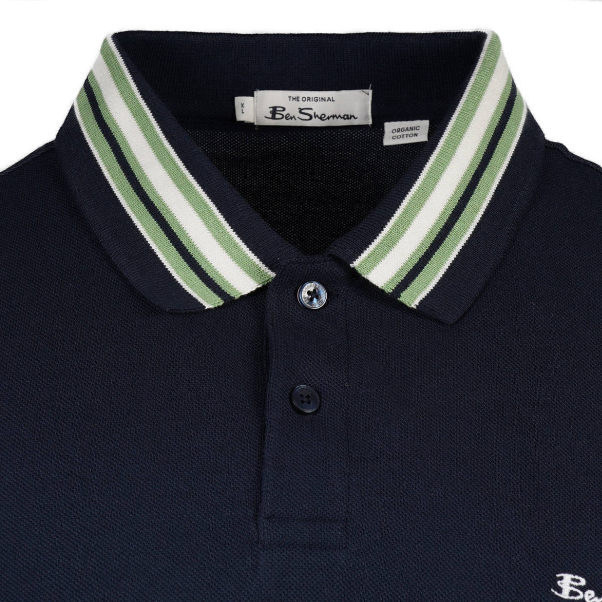 Ben Sherman Multi Stripe Collar Polo Shirt Navy