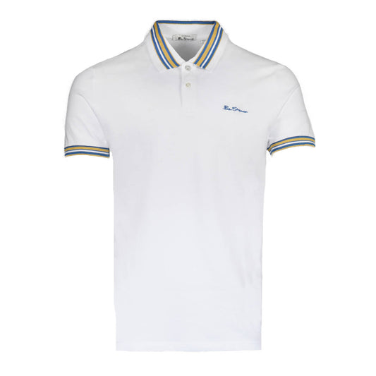 Ben Sherman Multi Stripe Collar Polo Shirt White