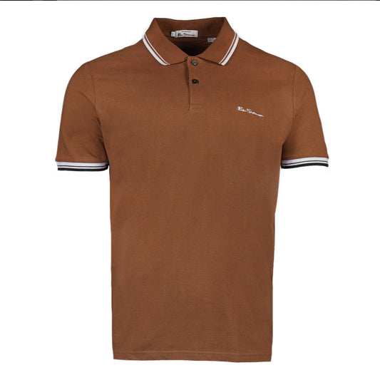 Ben Sherman Twin Tipped Pique Polo Shirt Light Brown