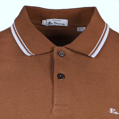 Ben Sherman Twin Tipped Pique Polo Shirt Light Brown