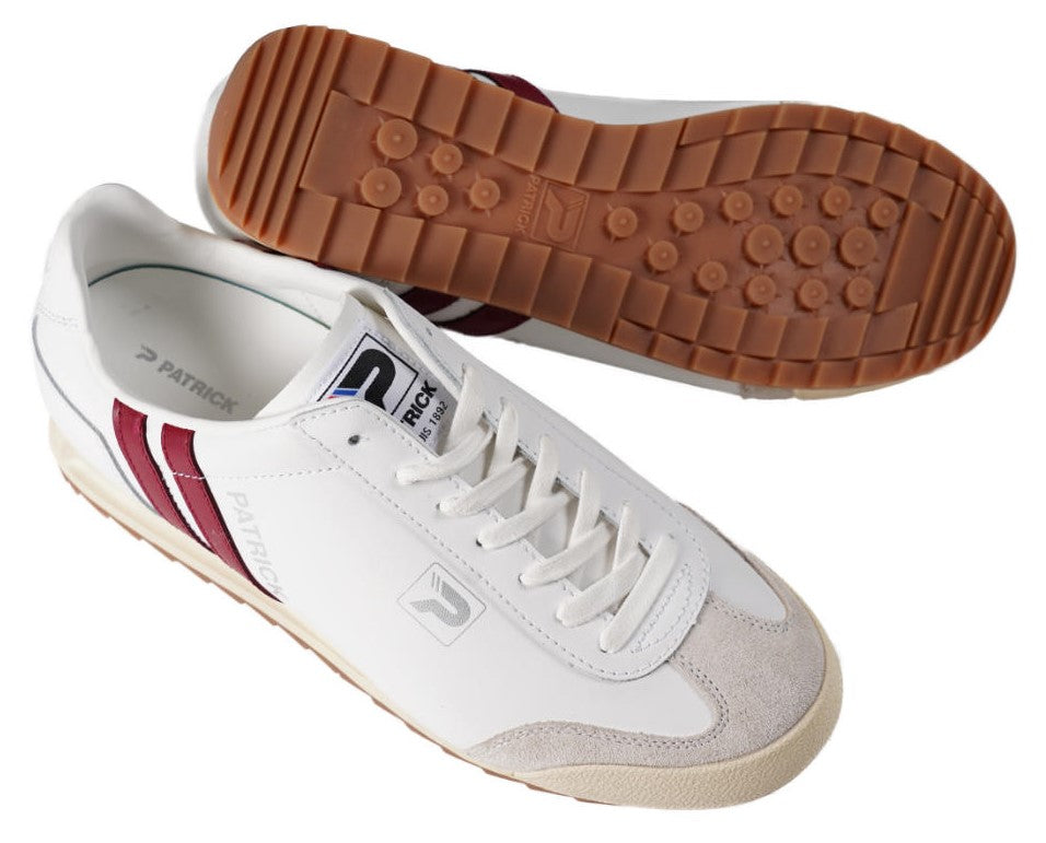 Patrick Liverpool Leather Trainer Off White / Burgundy