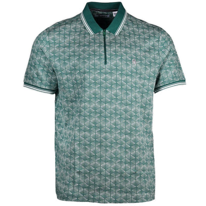 Penguin Quarter Zip Geometric Print Polo Green