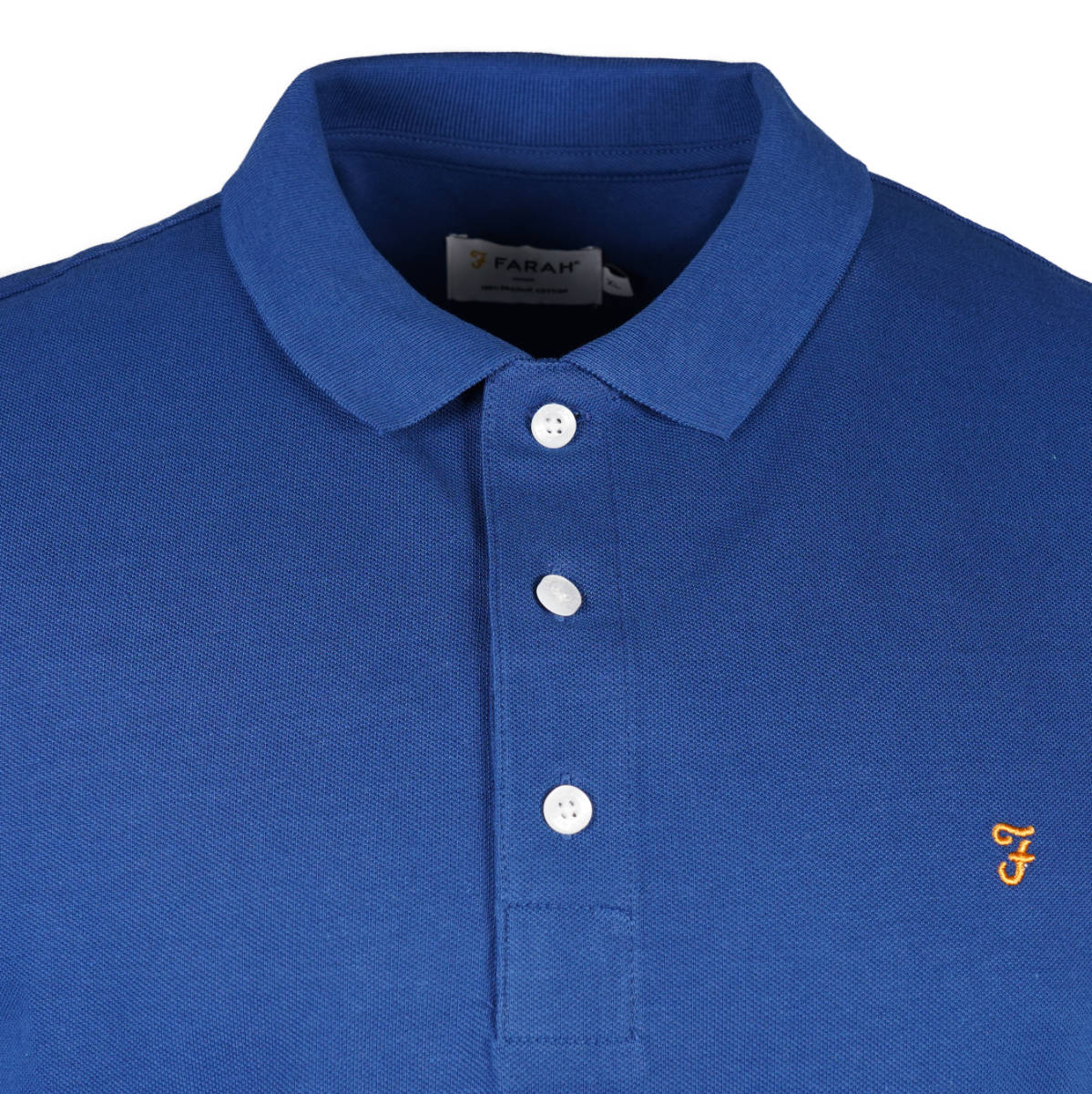 Farah Organic Cotton Pique Polo Shirt Mid Blue