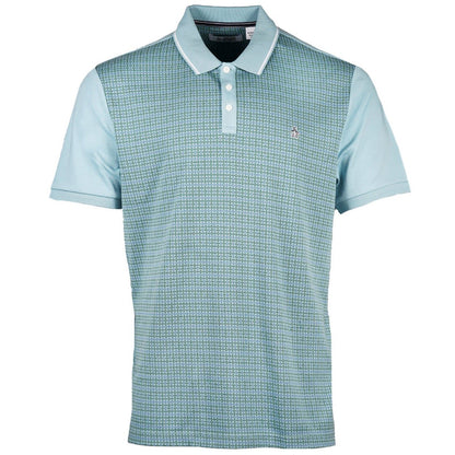 Penguin Basketweave Pattern Panel Polo Duck Egg Blue