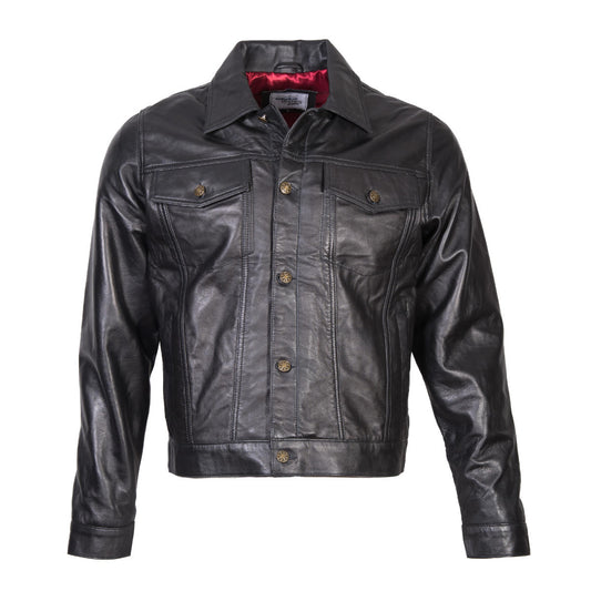 Adaptor Clothing Buttersoft Leather Trucker Jacket Black