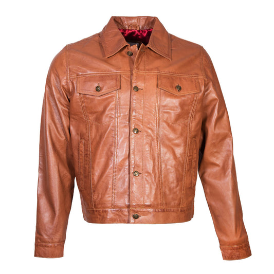 Adaptor Clothing Buttersoft Leather Trucker Jacket Aged Tan