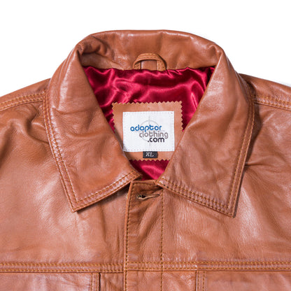 Adaptor Clothing Buttersoft Leather Trucker Jacket Aged Tan