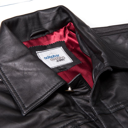 Adaptor Clothing Buttersoft Leather Trucker Jacket Black