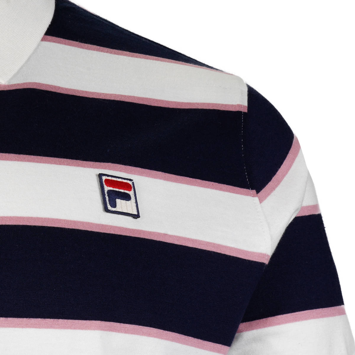 Fila Multi Stripe Pique Polo Shirt Off White / Navy / Pink