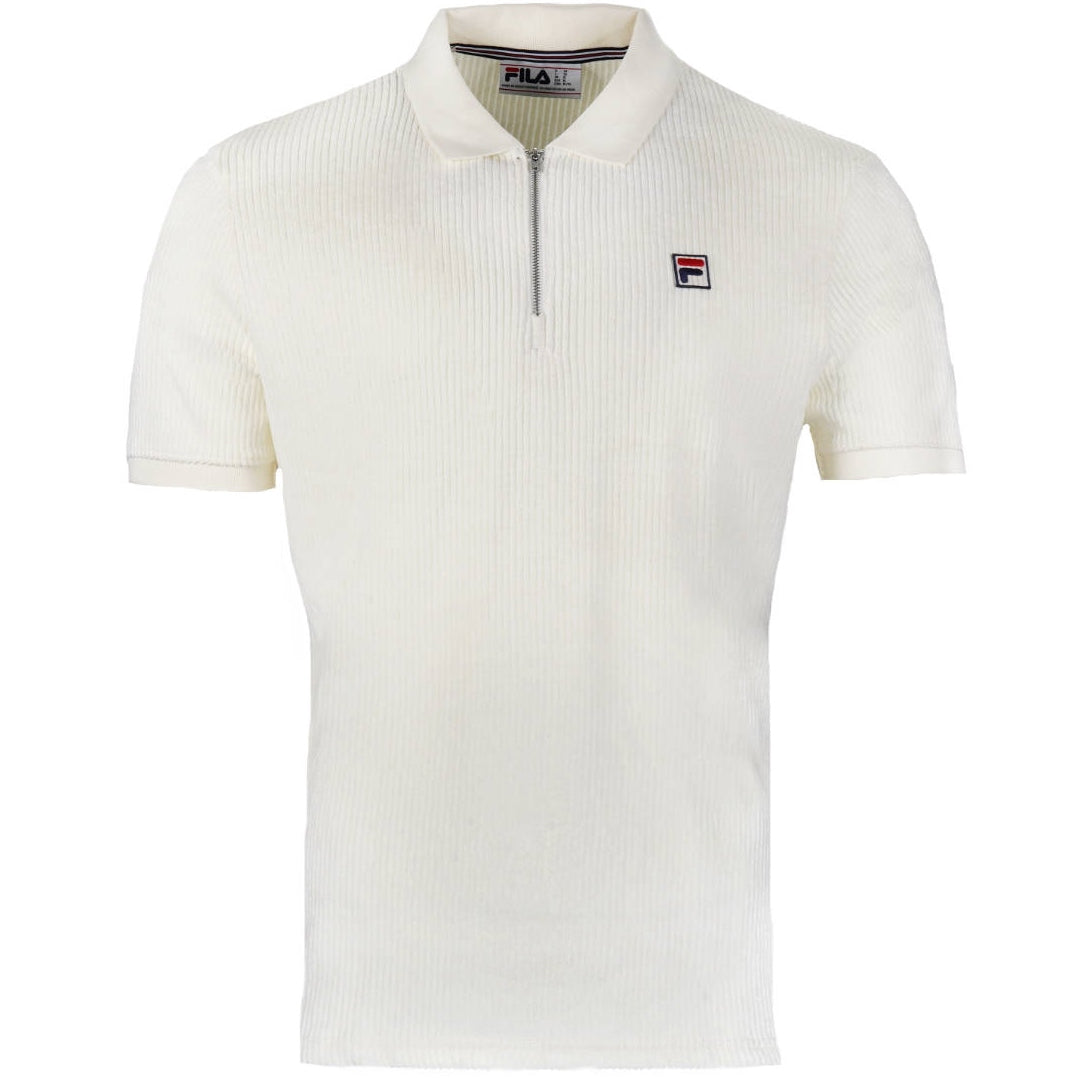 Fila Zip Neck Rib Towelling Polo Off White