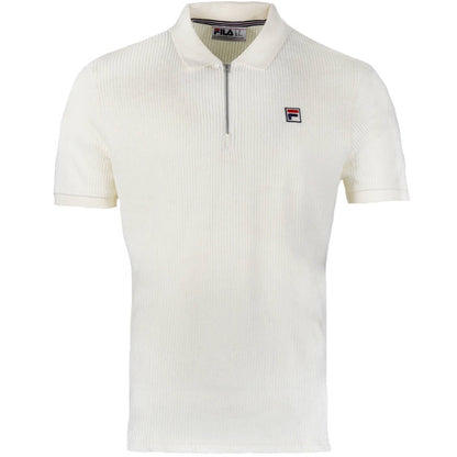 Fila Zip Neck Rib Towelling Polo Off White