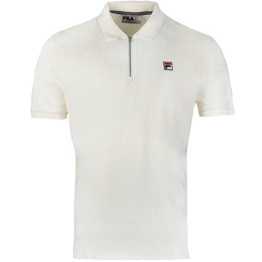 Fila Zip Neck Rib Towelling Polo Off White