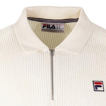 Fila Zip Neck Rib Towelling Polo Off White