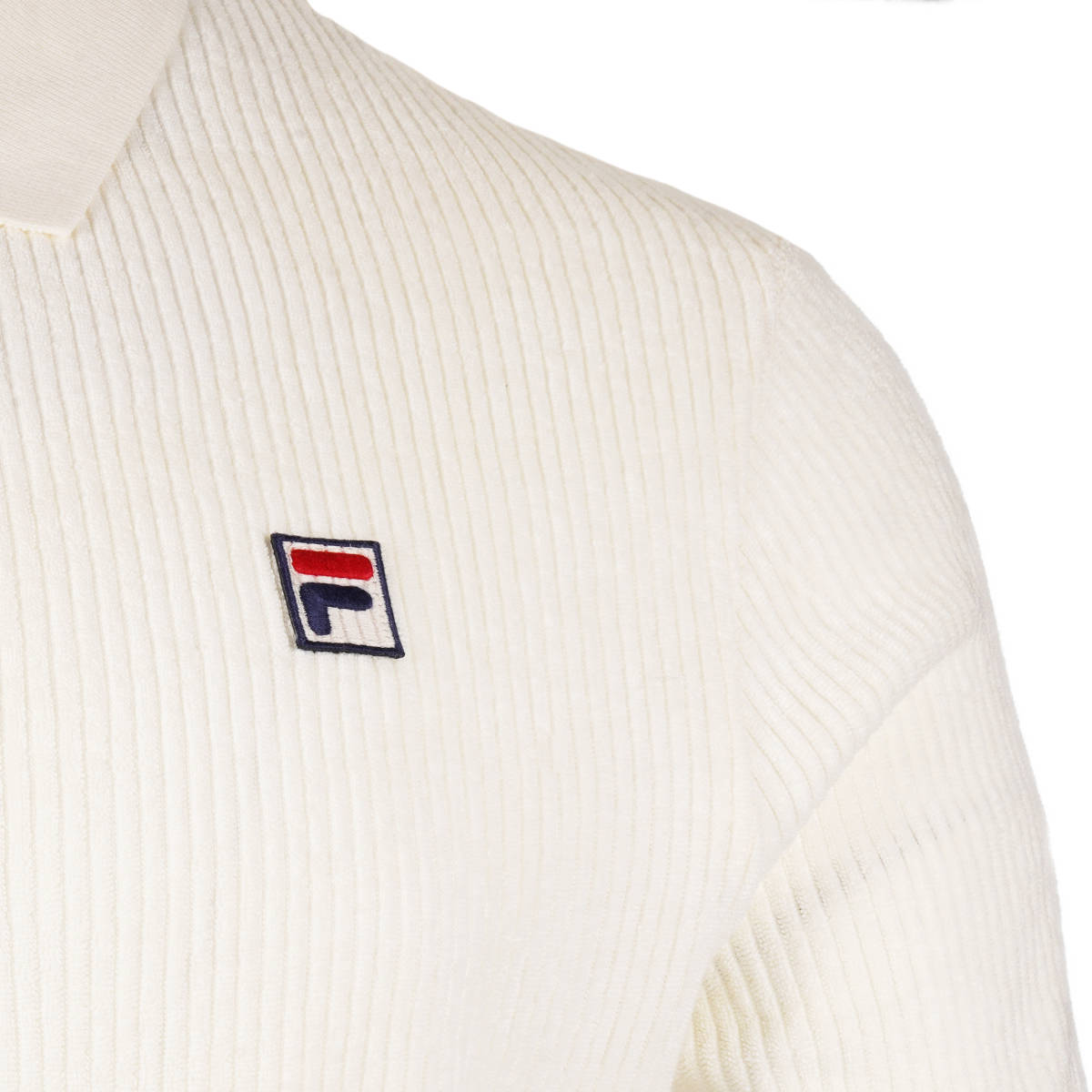 Fila Zip Neck Rib Towelling Polo Off White