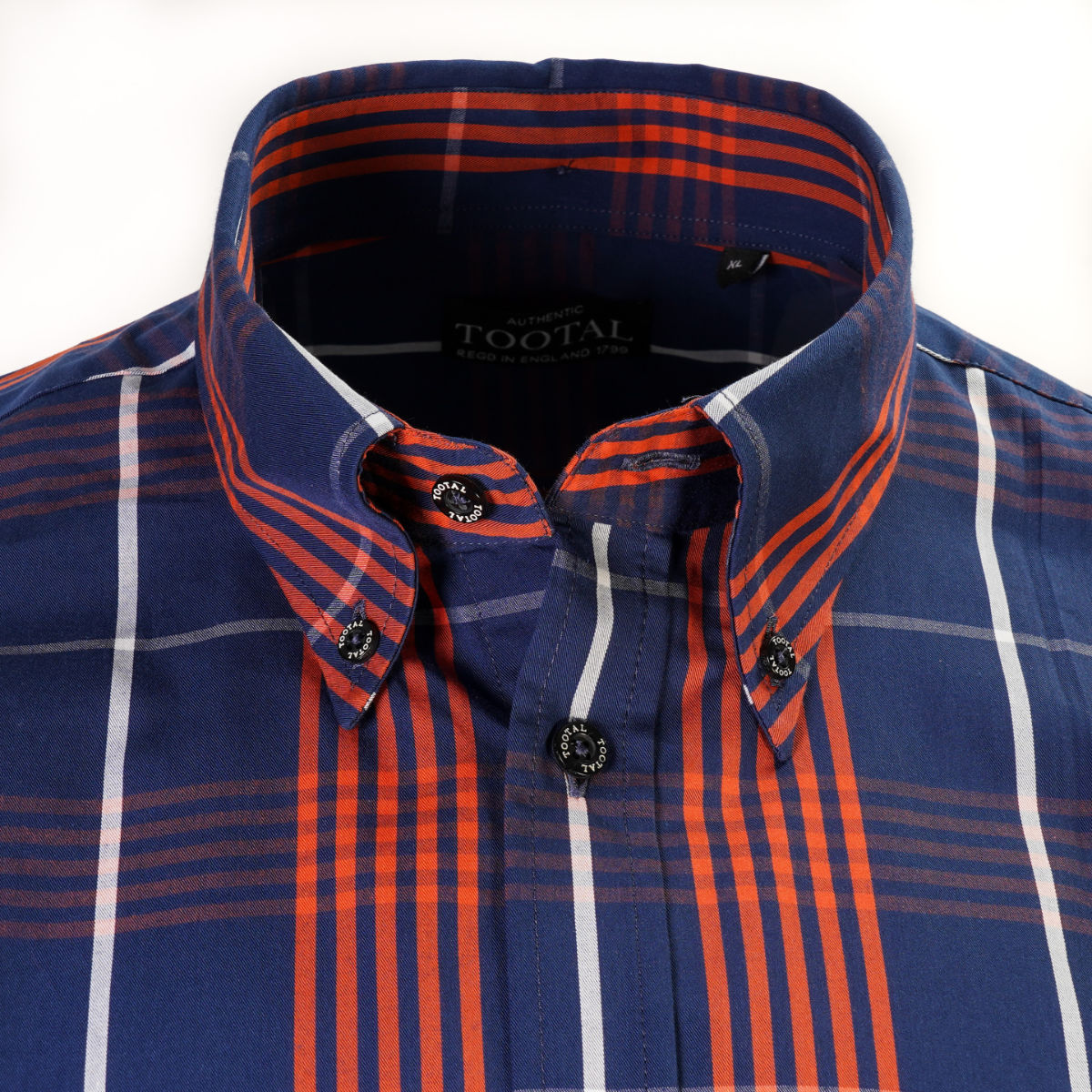 Tootal Short Sleeve Button Down Check Shirt Navy And Orange