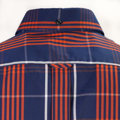 Tootal Short Sleeve Button Down Check Shirt Navy And Orange