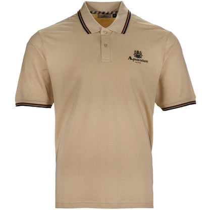 Aquascutum Active Tipped Pique Logo Polo Shirt Beige