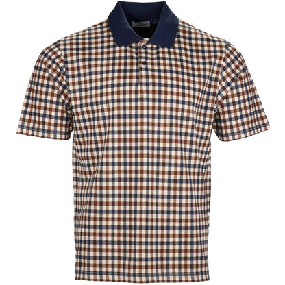 Aquascutum Active Club Check Pique Polo Shirt Navy