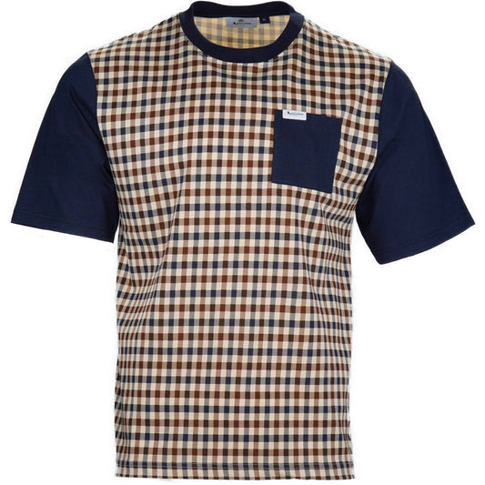 Aquascutum Active Club Check Ringer T-Shirt Navy