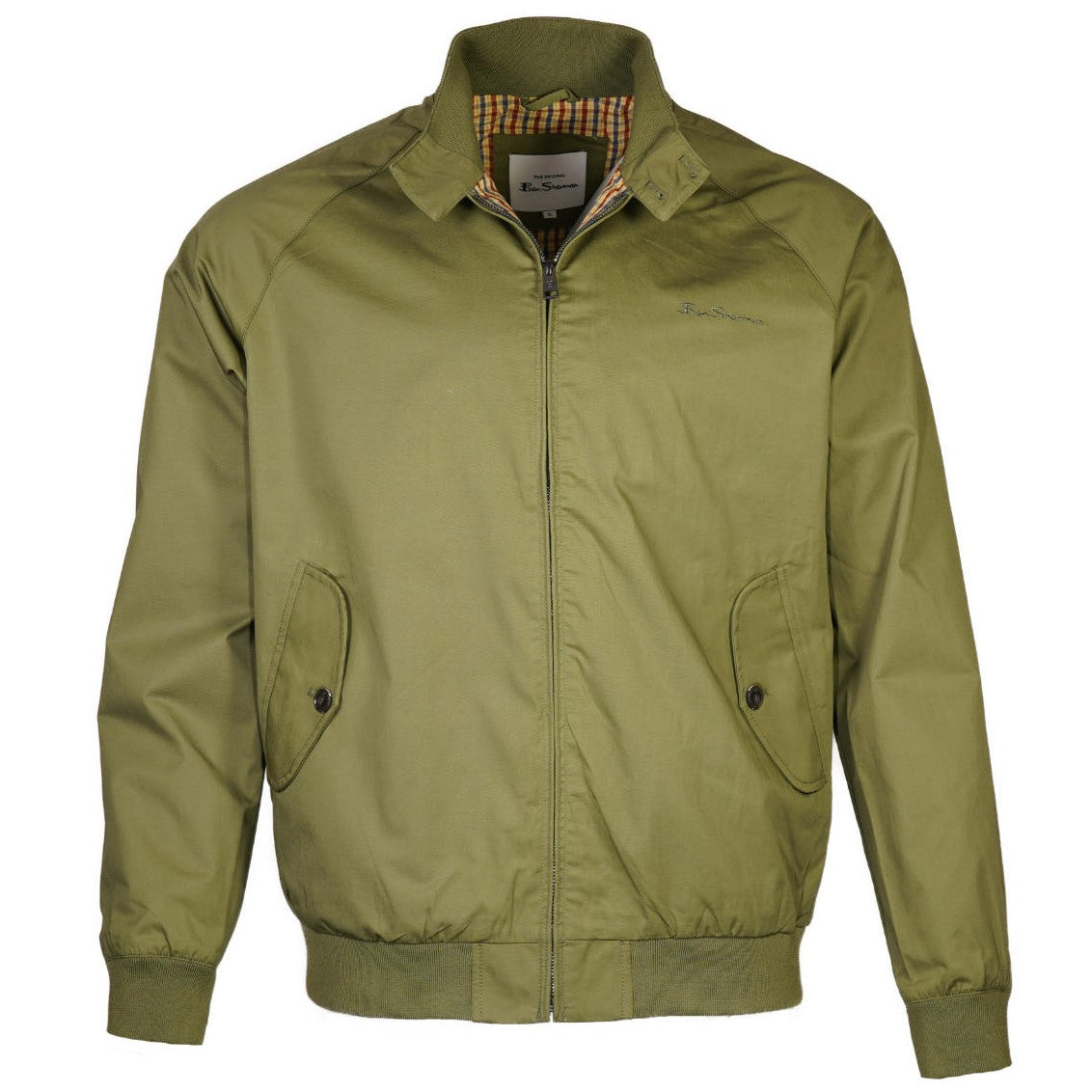 Ben Sherman House Check Lined Harrington Jacket Loden Green