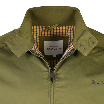 Ben Sherman House Check Lined Harrington Jacket Loden Green