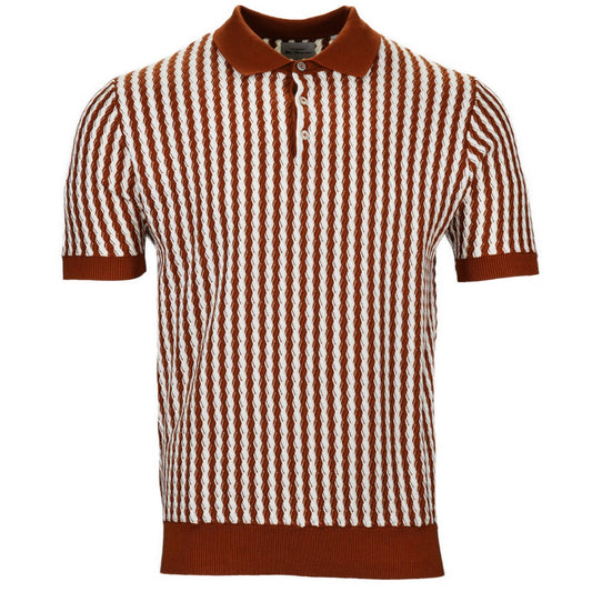 Ben Sherman Twisted Stripe Texture Knit Polo Ginger