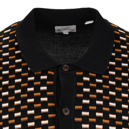 Ben Sherman Polo Collar Texture Knit Cardigan Black