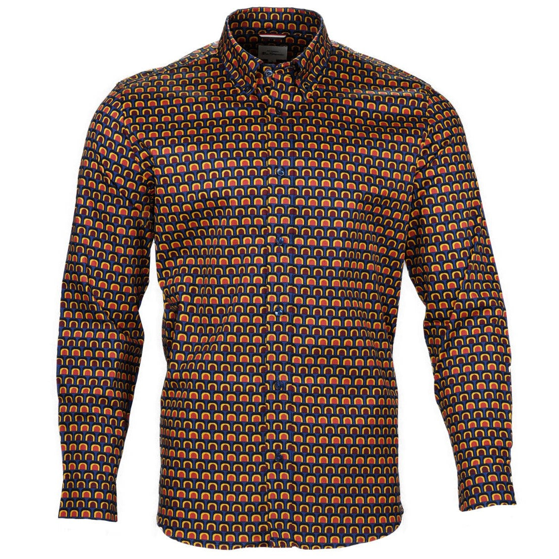 Ben Sherman Long Sleeve Retro Print Shirt Multi Colour