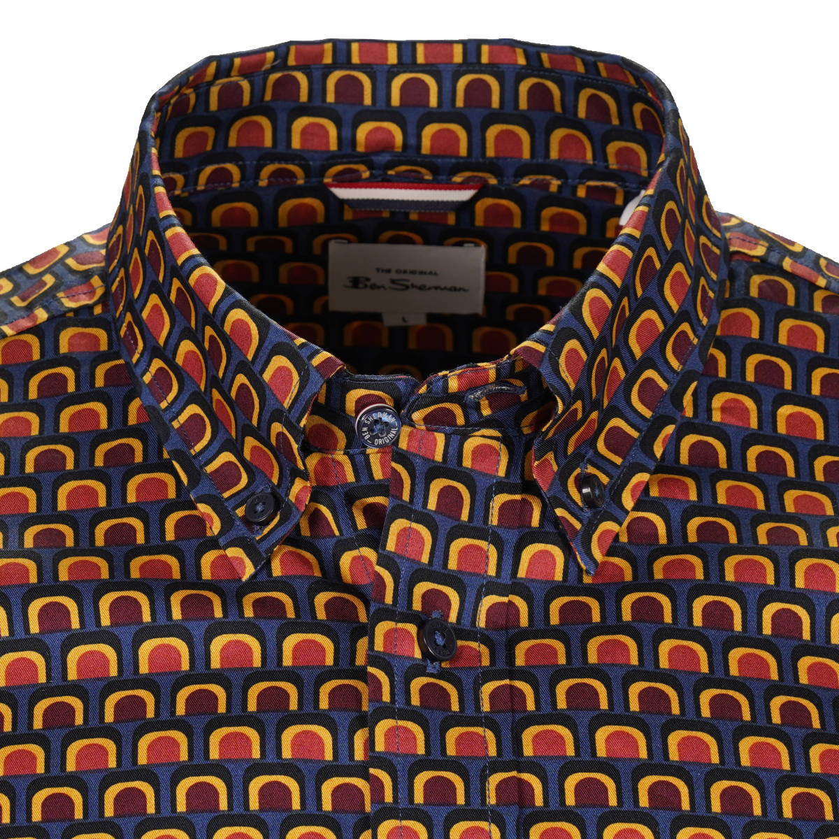 Ben Sherman Long Sleeve Retro Print Shirt Multi Colour