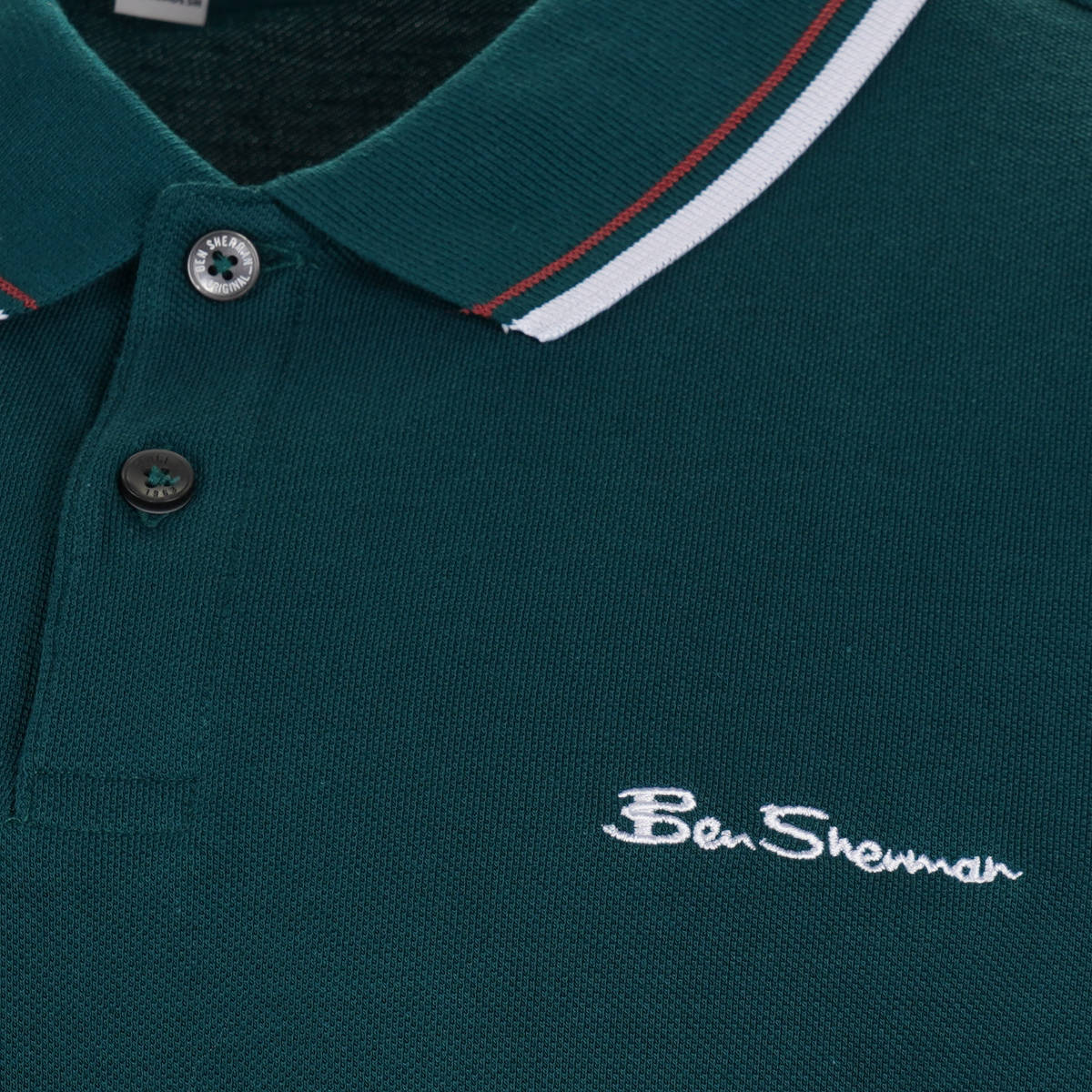 Ben Sherman Classic Tipped Polo Shirt Jade Green