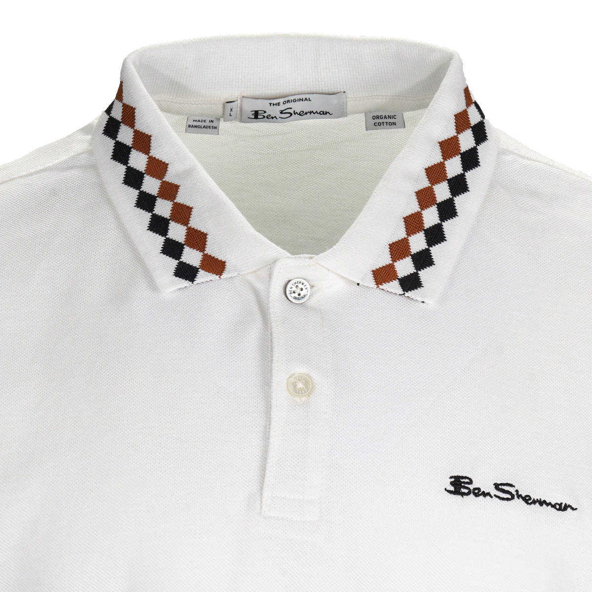 Ben Sherman Diamond Collar Polo Shirt Ecru