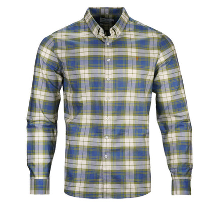 Farah Cotton Oxford Check Long Sleeve Shirt Blue and Green