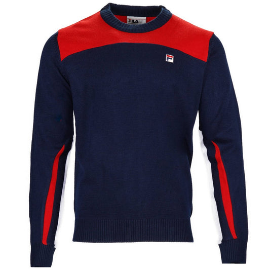 Fila Josh Crew Neck Jumper Navy And Red