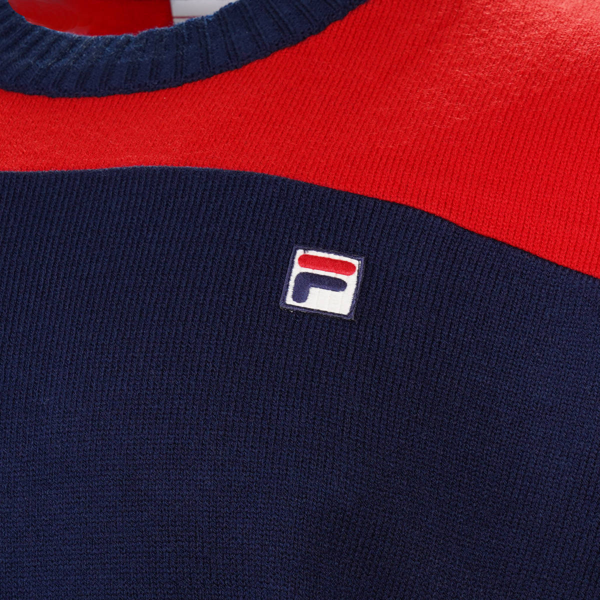 Fila Josh Crew Neck Jumper Navy And Red