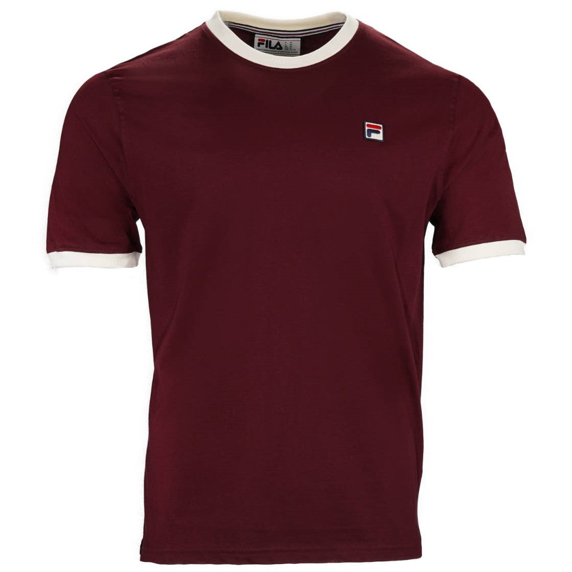 Fila Classic Ringer T Shirt Deep Wine / Off White