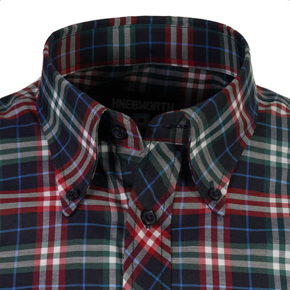 Knebworth Clothing Windowpane Short Sleeve Check Shirt Red/Green