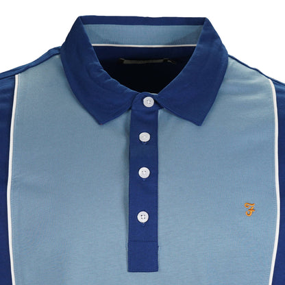 Farah Cotton Jersey Polo Shirt Mid Blue