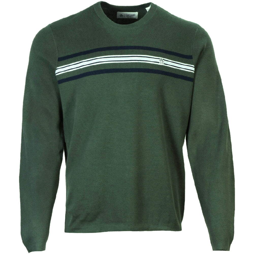 Original Penguin Hori Stripe Crew Neck Jumper Green