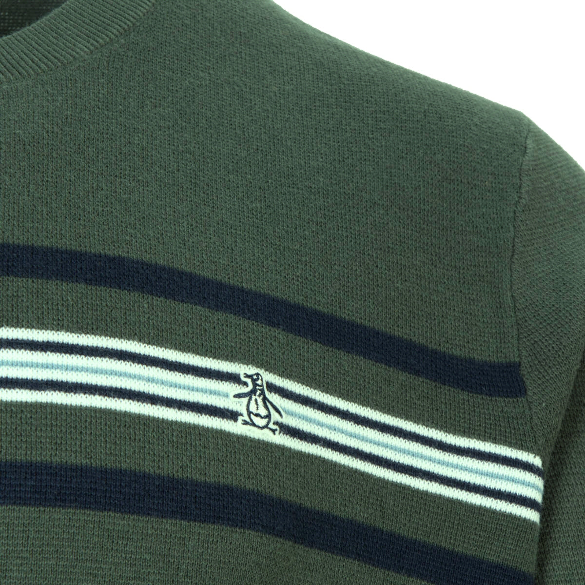 Original Penguin Hori Stripe Crew Neck Jumper Green