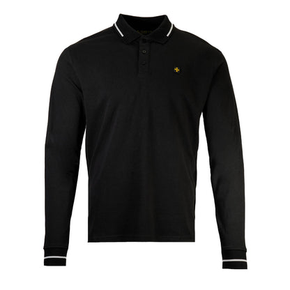 Terrace Cult Premium Pique Long Sleeve Polo Shirt Black / White