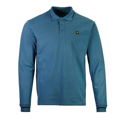 Terrace Cult Premium Pique Long Sleeve Polo Shirt Cool Blue