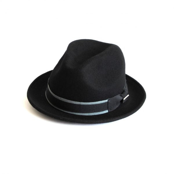 Dasmarca Robin Retro Wool Narrow Brim Fedora Trilby Hat Black