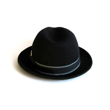 Dasmarca Robin Retro Wool Narrow Brim Fedora Trilby Hat Black