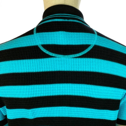 Ska & Soul Hall Fine Gauge Waffle Knit Polo Turquoise