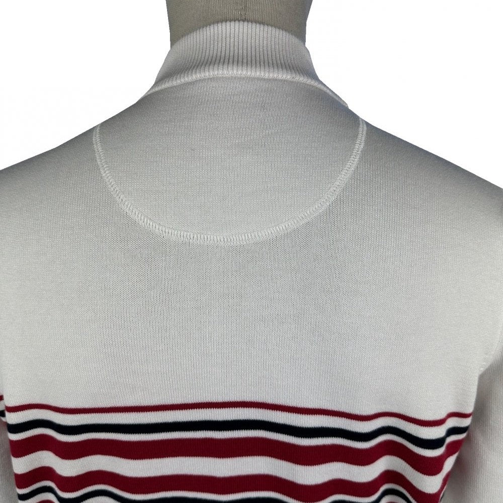 Ska & Soul Knebworth Border Stripe Fine Gauge Turtle Neck Ecru